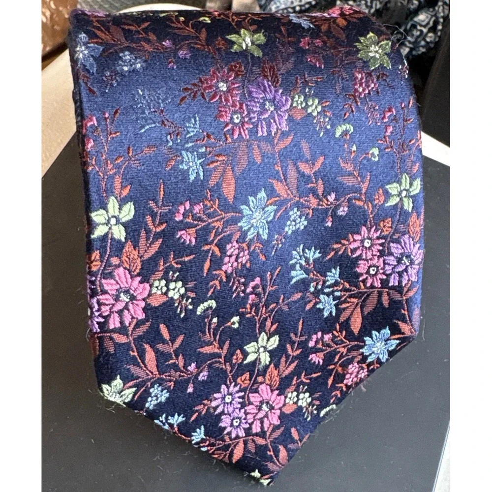 Bruno Piatelli 100% Silk Necktie Mens Floral Handmade Woven Botanical Tie Floral